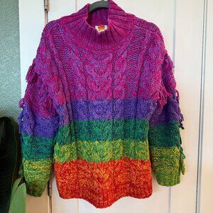 Farm Rio Rainbow Sweater with Fringe